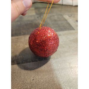 Red glitter Styrofoam ball ornament Xmas decor